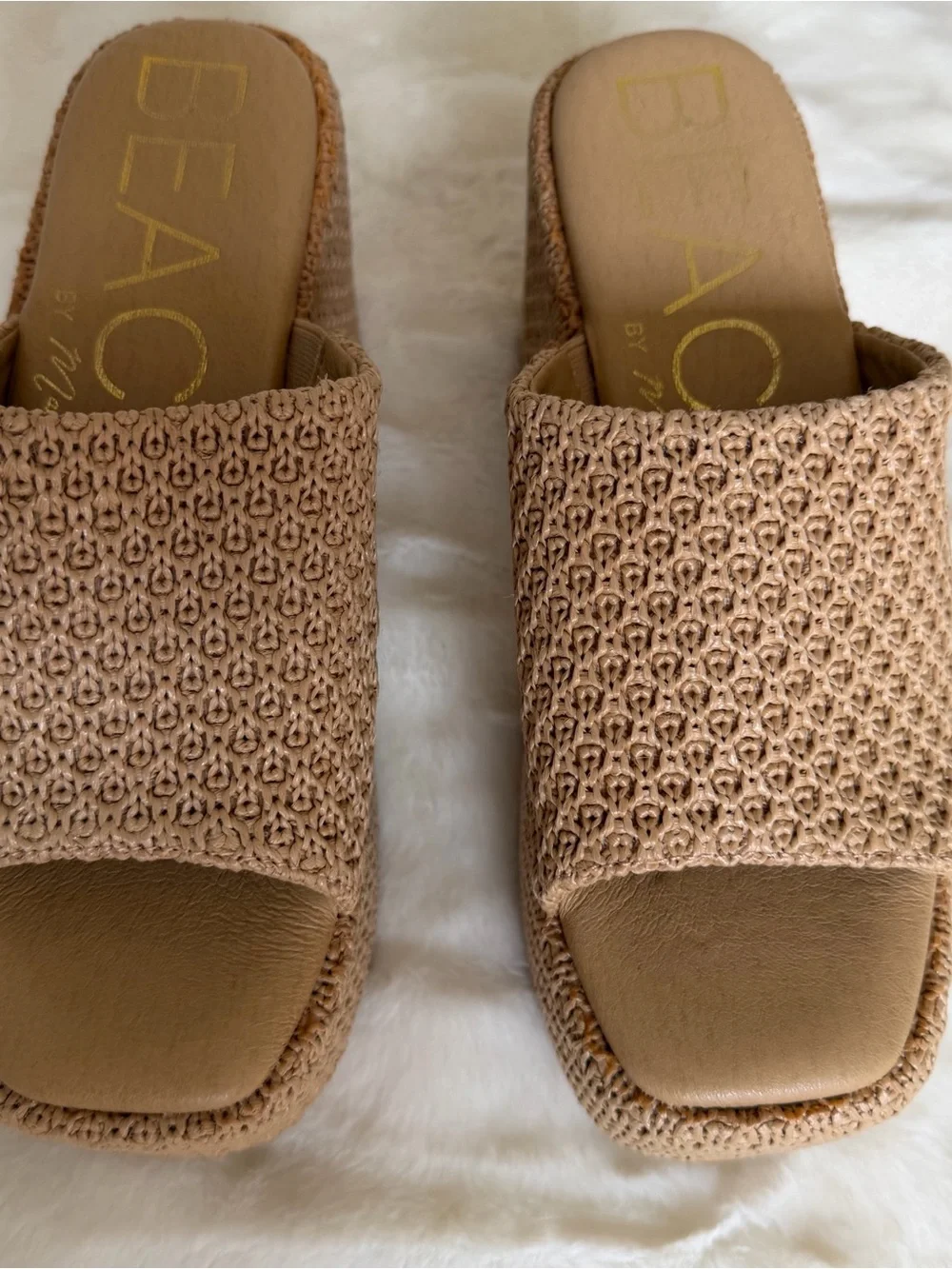 Beach By Matisse Como Beige Platform Slide Mule Heels for Women